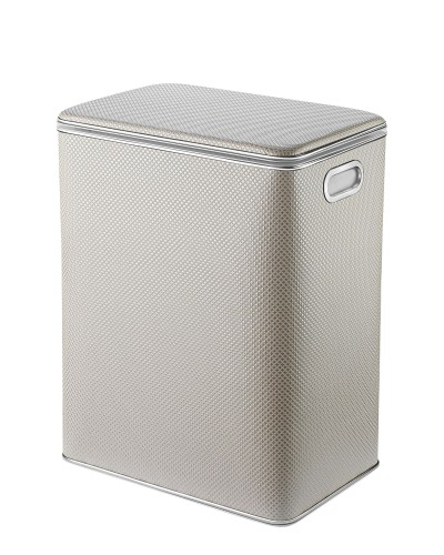 Корзина для белья Geralis RWH-S Ромб белая, кант хром, большая