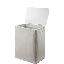 Корзина для белья Geralis RWH-S Ромб белая, кант хром, большая