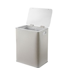 Корзина для белья Geralis RWH-S Ромб белая, кант хром, большая