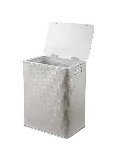 Корзина для белья Geralis RWH-S Ромб белая, кант хром, большая