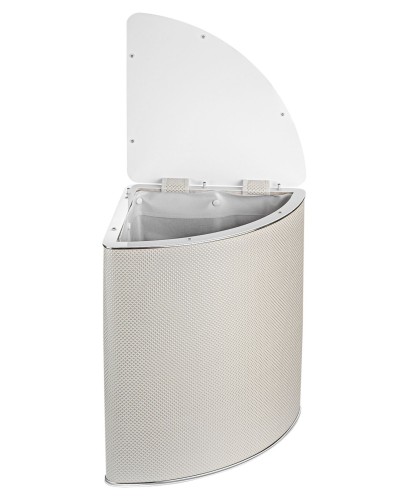 Корзина для белья угловая Geralis RWH-U Ромб белая, кант хром