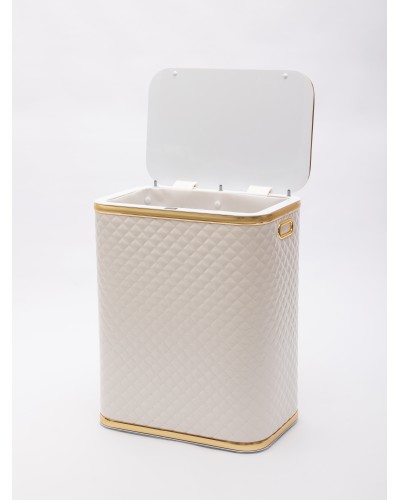 Корзина для белья Geralis SWG-B Ромб стежка, белая, кант золото, стандартная