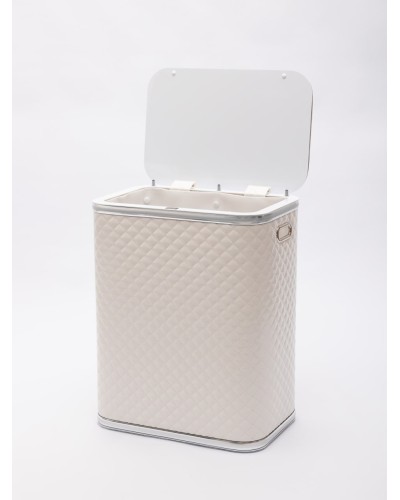 Корзина для белья Geralis SWH-B Ромб стежка, белая, кант хром, стандартная