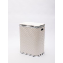 Корзина для белья Geralis SWH-B Ромб стежка, белая, кант хром, стандартная