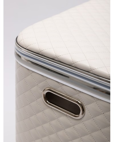 Корзина для белья Geralis SWH-B Ромб стежка, белая, кант хром, стандартная