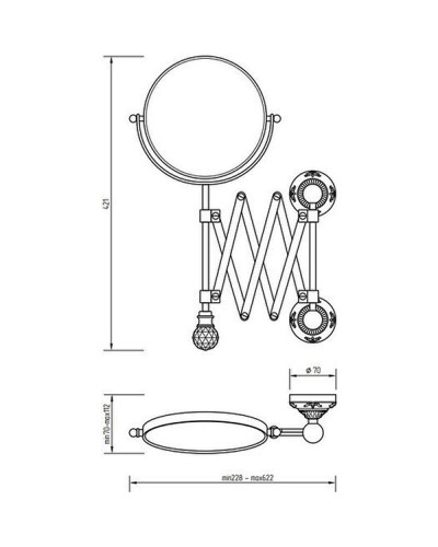Косметическое зеркало Migliore Cristalia 16804 с увеличением Хром с кристаллом Swarovski