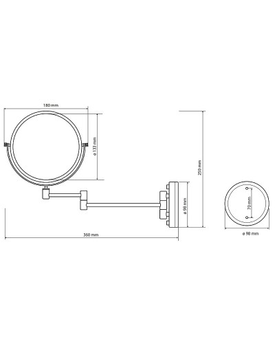 Косметическое зеркало Bemeta Retro 106101698 с увеличением Золото