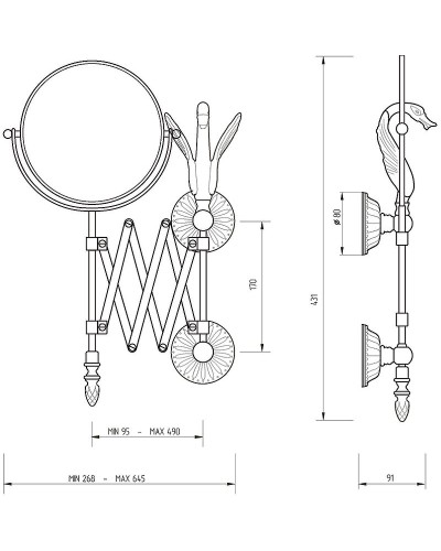Косметическое зеркало Migliore Luxor 26130 Золото