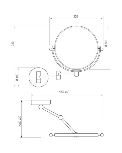 Косметическое зеркало Migliore Complementi 21987 с увеличением Медь