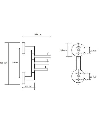 Тройной крючок Bemeta Omega 104206072 поворотный Хром