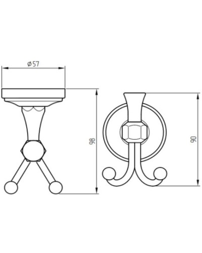 Двойной крючок Migliore Fortuna 27710 Бронза