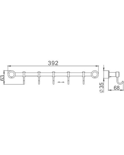 Вешалка для полотенец Haiba HB205-5 Хром