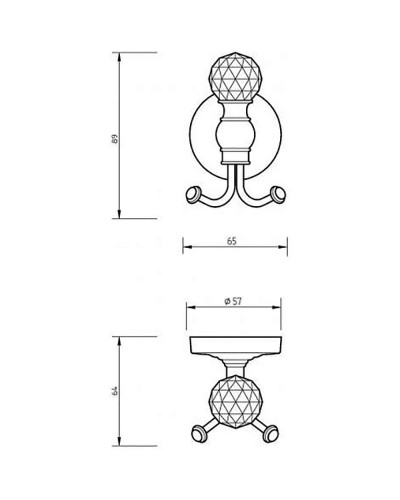 Двойной крючок Migliore Amerida 16582 Хром с кристаллом Swarovski