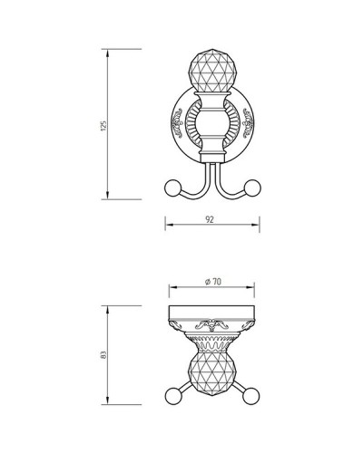 Двойной крючок Migliore Cristalia 16774 Бронза с кристаллом Swarovski