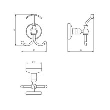 Тройной крючок Migliore Mirella 17173 Бронза