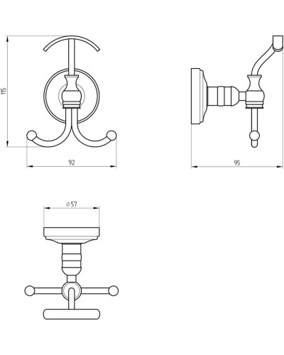 Тройной крючок Migliore Mirella 17364 Медь