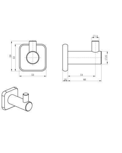 Крючок для ванной WONZON & WOGHAND, Темный графит (WW-V1301-GM)