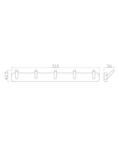 Вешалка с 5 крючками для ванной WONZON & WOGHAND, Хром (WW-6655)