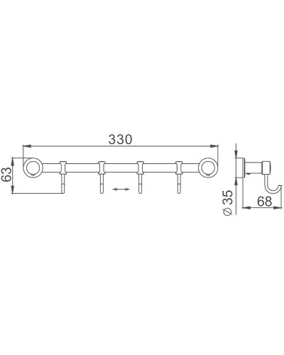 Вешалка для полотенец Haiba HB205-4 Хром