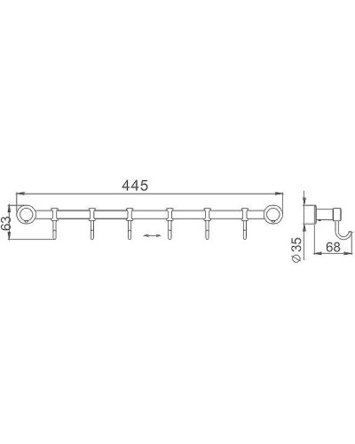Вешалка для полотенец Haiba HB205-6 Хром