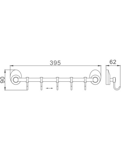 Вешалка для полотенец Haiba HB1615-5 Хром