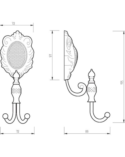 Двойной крючок Migliore Cleopatra 16634 Бронза