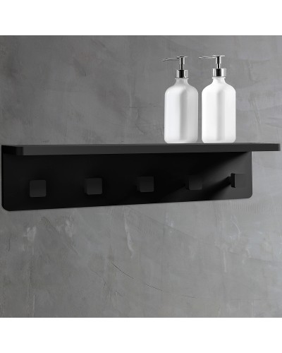 Вешалка для полотенец Abber Stein AS1651MB с полкой Черная матовая