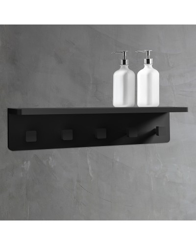 Вешалка для полотенец Abber Stein AS1651MB с полкой Черная матовая