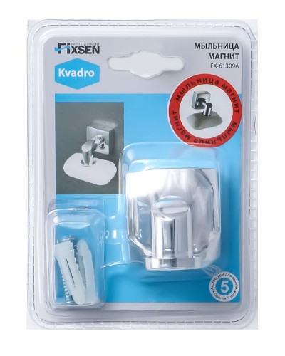 Мыльница Fixsen Kvadro FX-61309A магнитная Хром