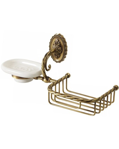 Мыльница с полкой корзиной Migliore Edera 16897 Бронза