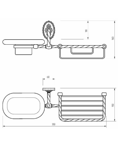 Мыльница с полкой корзиной Migliore Edera 16897 Бронза