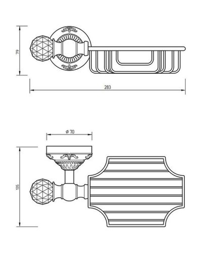 Полка корзина Migliore Cristalia 16781 Бронза с кристаллом Swarovski