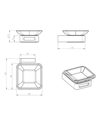 Мыльница Boheme Q 10943-SGM Оружейная сталь глянцевая