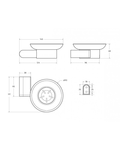 Мыльница подвесная, стекло CEZARES STYLUS-SODS-IN