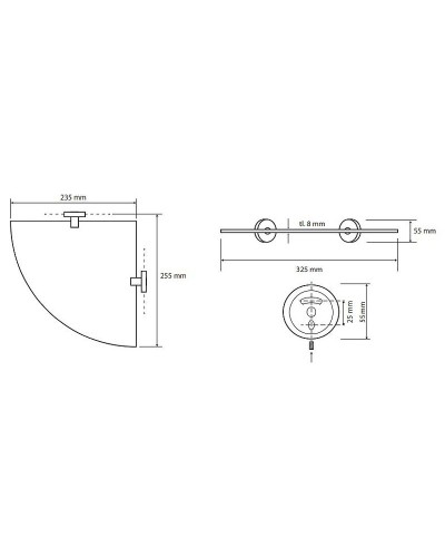 Стеклянная полка Bemeta Omega 104102012 угловая Хром