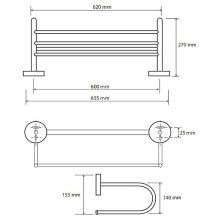 Полка для полотенец Bemeta Omega 104205172 Хром