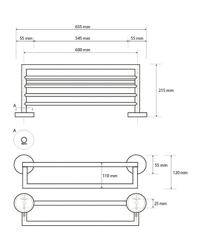 Полка для полотенец Bemeta Neo 104205075 Нержавеющая сталь