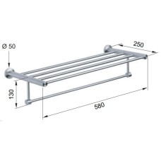 Полка для полотенец 58 см Remer Minimal Inox MI70INOXCR