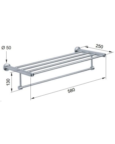 Полка для полотенец 58 см Remer Minimal Inox MI70INOXCR