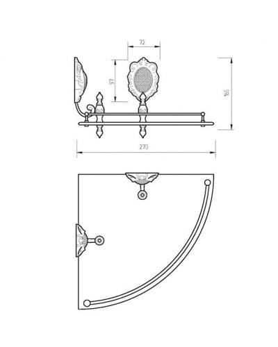Стеклянная полка Migliore Cleopatra 16638 угловая Бронза
