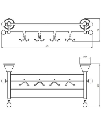 Полка для полотенец Migliore Provance 17632 Бронза