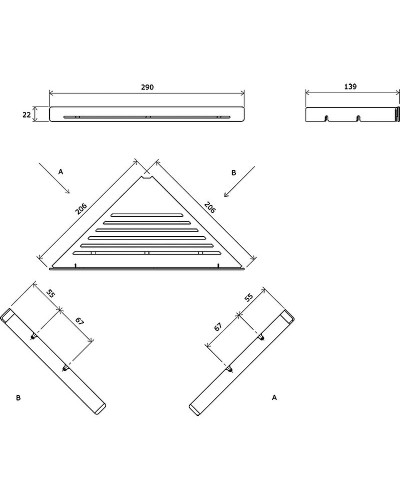 Металлическая полка Ravak Slim C X07P578 угловая Сатин Хром