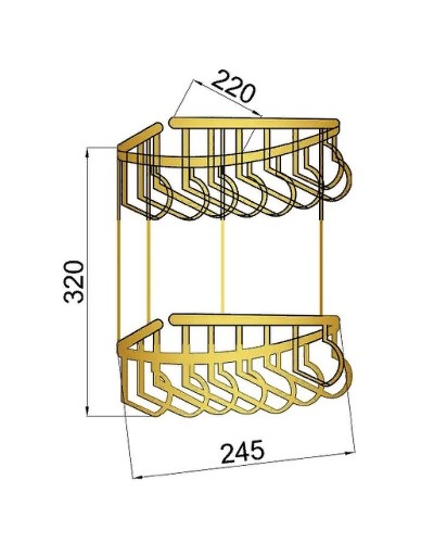 Полка корзина Boheme Imperiale 10427 угловая Золото