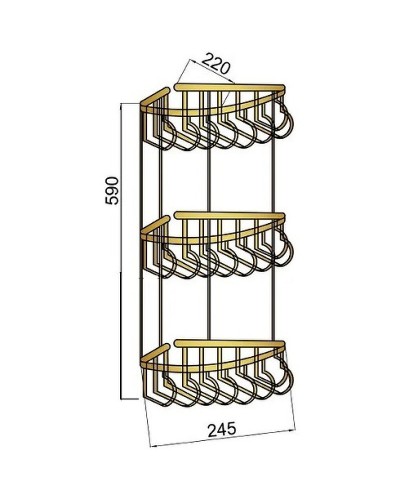 Полка корзина Boheme Imperiale 10428 угловая Золото