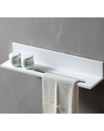 Полка из искусственного камня Abber Stein AS1655 с полотенцедержателем Белая
