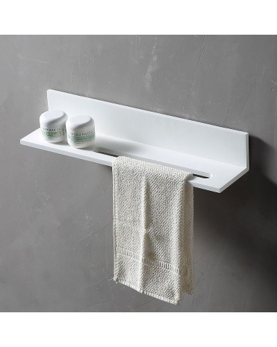 Полка из искусственного камня Abber Stein AS1655 с полотенцедержателем Белая