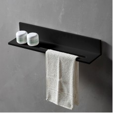 Полка из искусственного камня Abber Stein AS1655MB с полотенцедержателем Черная матовая