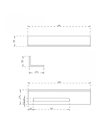 Полка из искусственного камня Abber Stein AS1655MB с полотенцедержателем Черная матовая