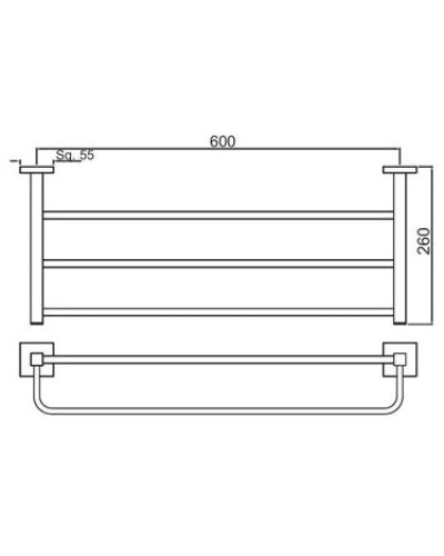 Полка для полотенец 65,5 см Jaquar Kubix Prime AKP-CHR-35781PS