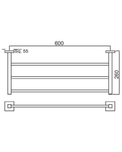 Полка для полотенец 65,5 см Jaquar Kubix Prime AKP-CHR-35781PFS